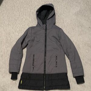 Women's Hooded Gray and Black winter Jacket